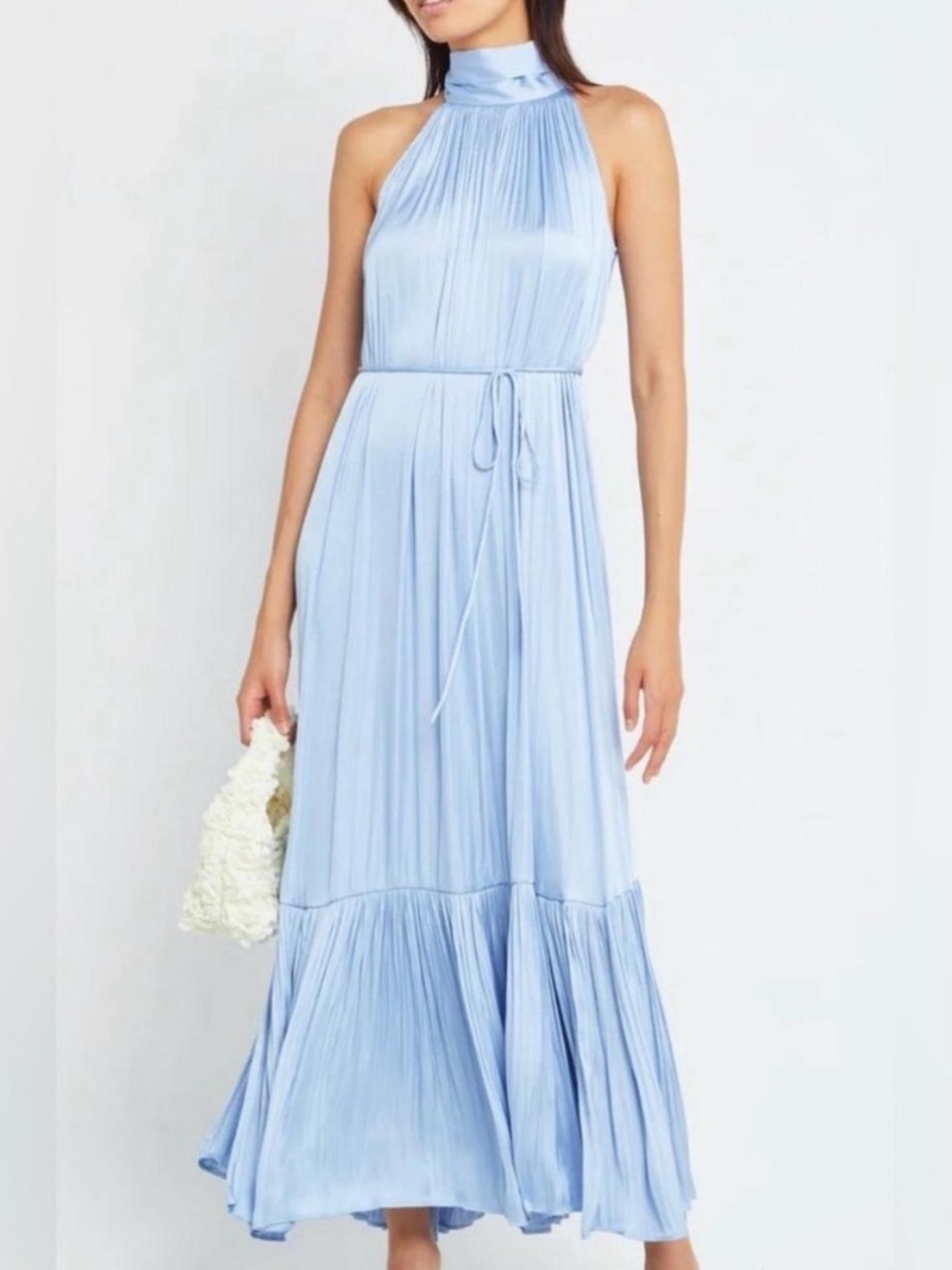 Few Moda Anika Midi Dress size Large L Blue halter tie waist NWT o.p.t